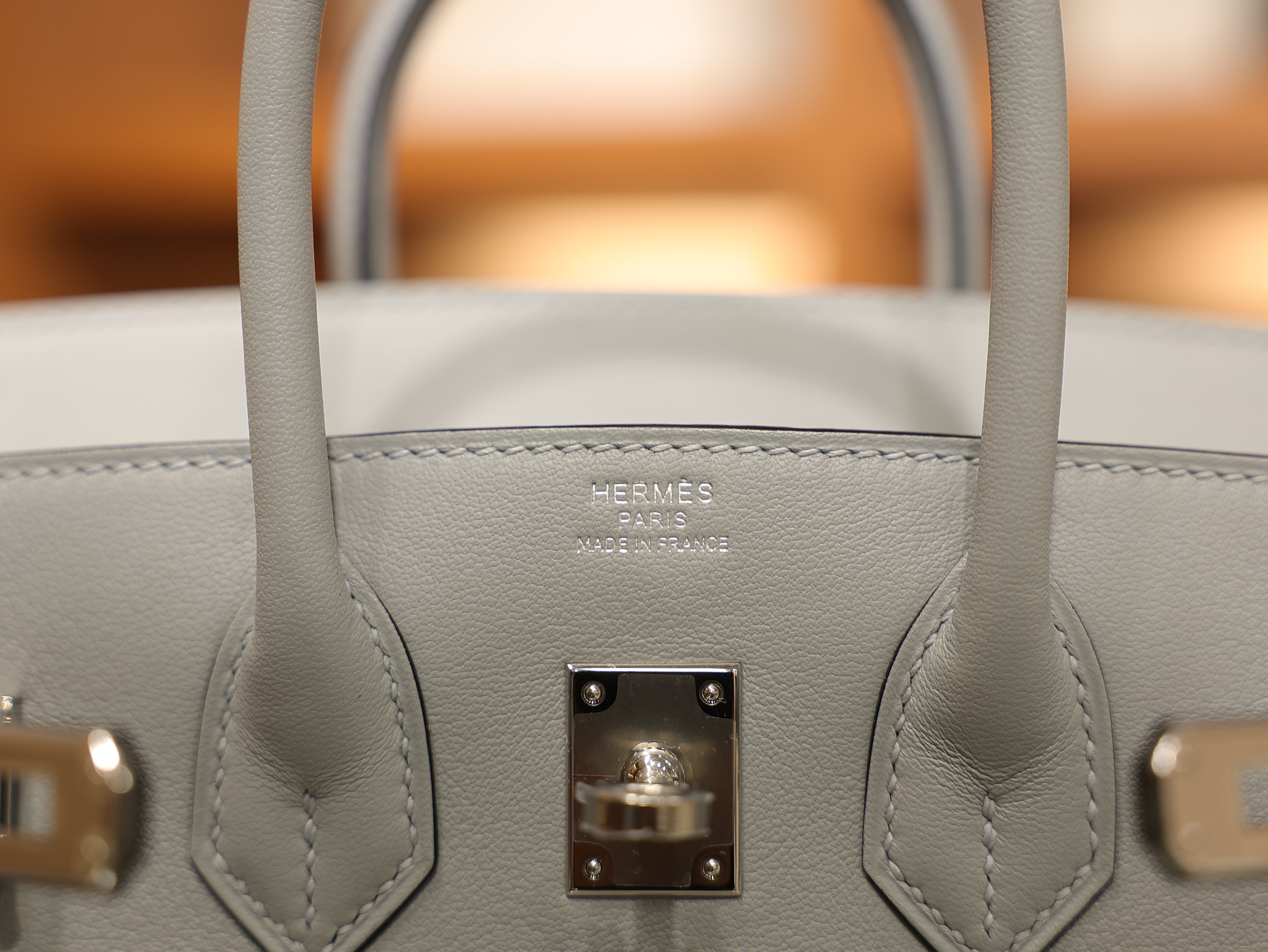 버킨 25 스위프트 블루 글라시에 은장