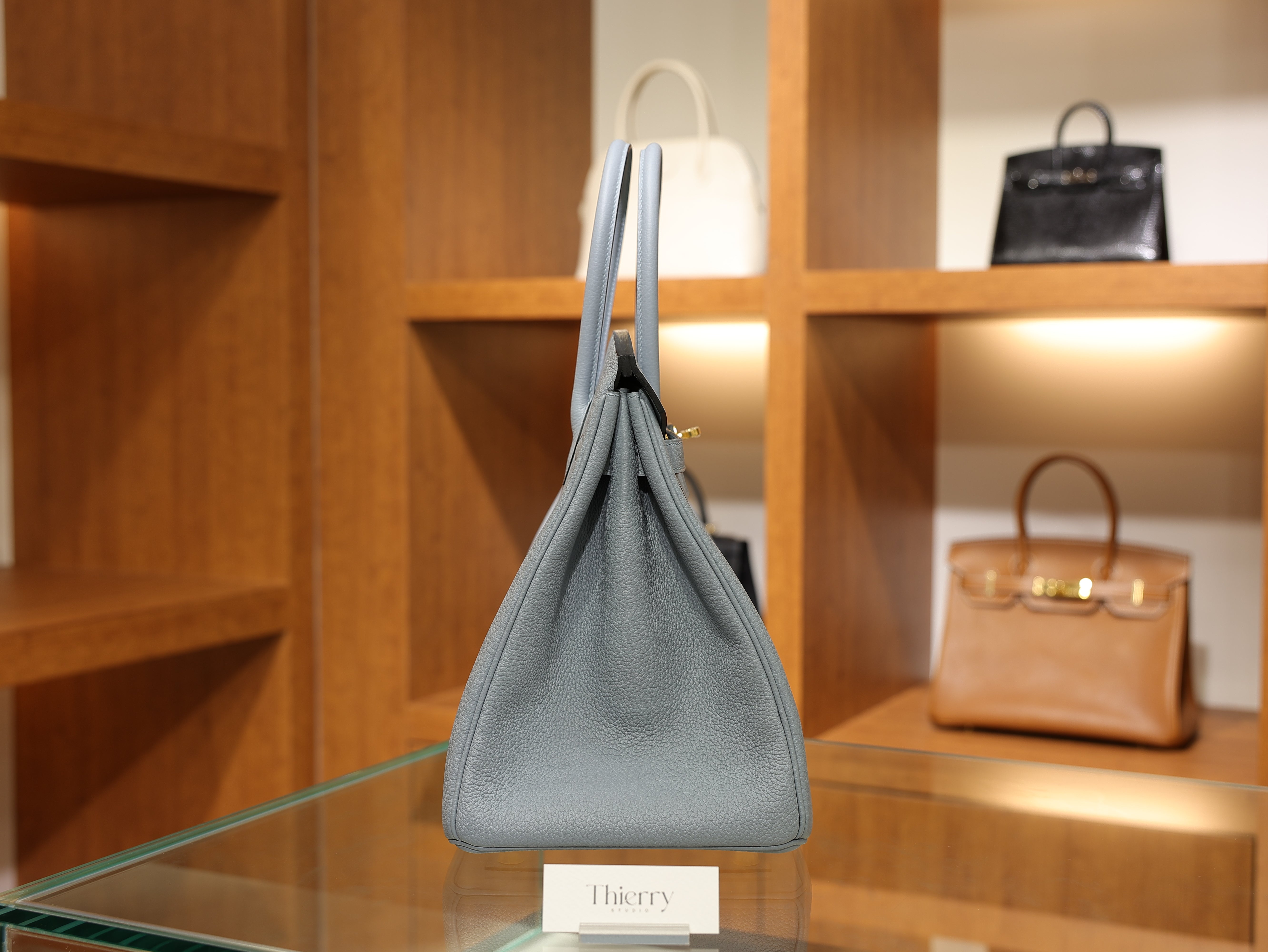 버킨 35 토고 블루린 금장